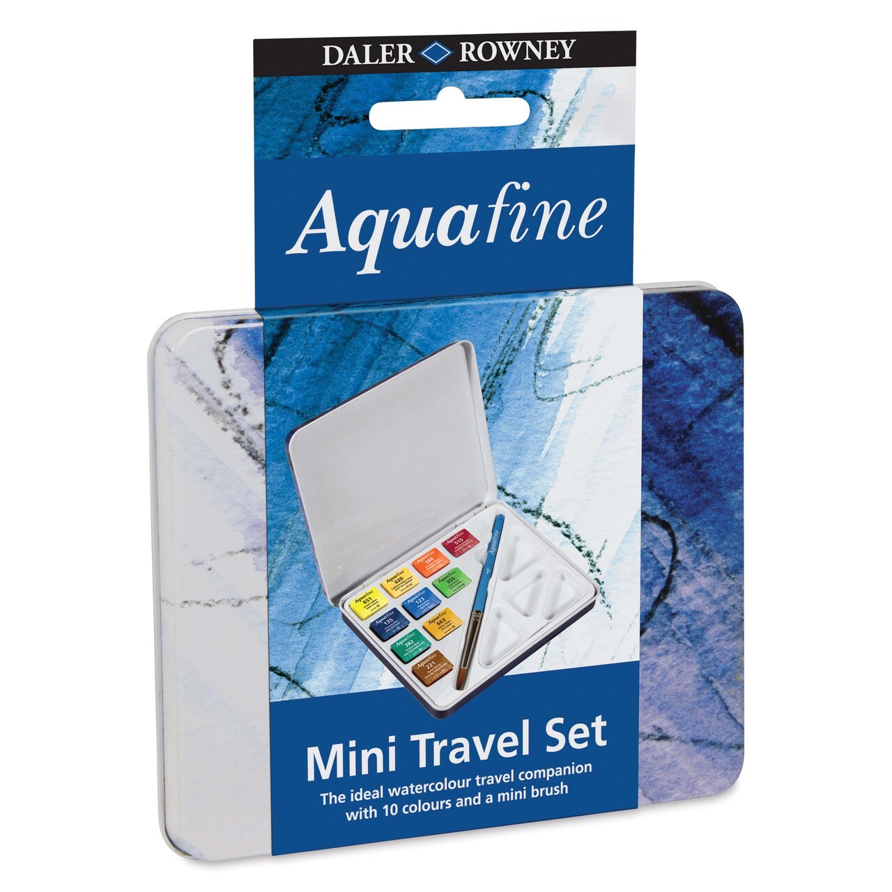 Daler-Rowney Aquafine Watercolors - Set of 10 Mini Travel, Assorted Colors, Half Pan